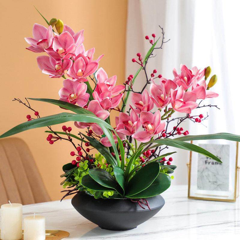 中式大型手感蕙兰仿真花茶几玄关桌面发财果装饰摆件假花盆栽套装,家居饰品,仿真花/假花,淘宝优惠券,粉丝福利购,淘宝优惠卷