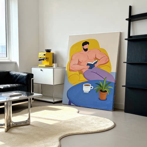 肌肉男REEDING装饰画卡通平面氛围感画喷绘工作室艺术画框高级