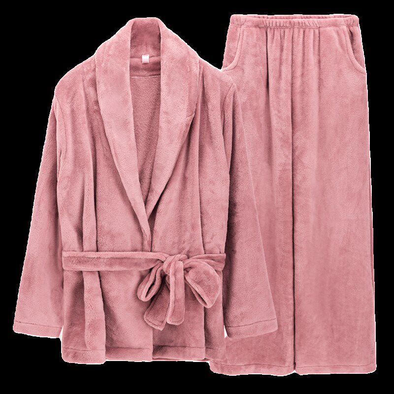 睡袍女秋冬款2023新款外穿睡衣C女款家居服珊瑚绒法兰绒加绒加厚