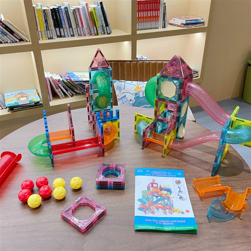 大号管道滚珠g彩窗磁力片儿童益智强磁磁力片宝宝积木拼插积木