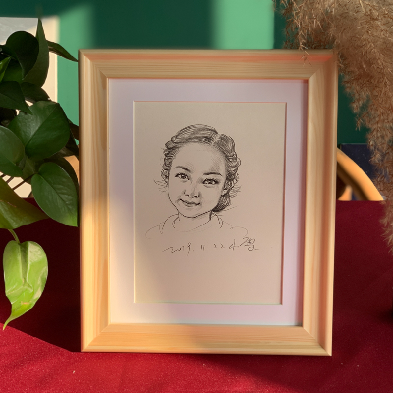 速写画像定制素描l像纯手绘照片代画肖像画桌摆相框生日礼物线稿