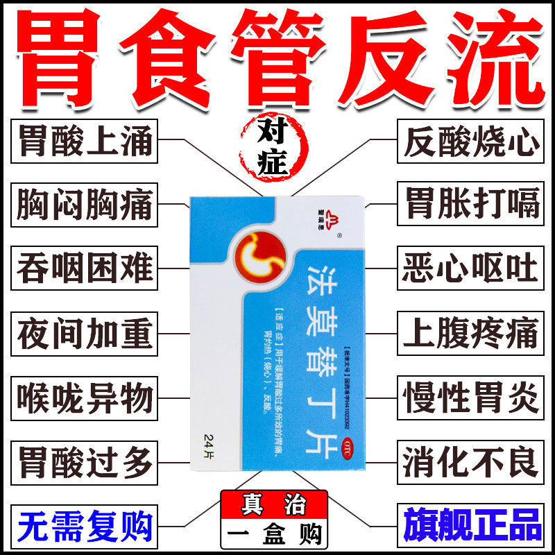 胃食管反流性食管炎烧心口苦胸闷痛恶心胃酸胃痛胀气法莫替丁片xx