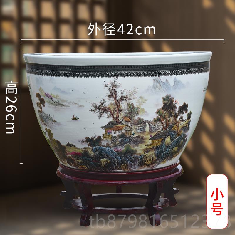 高档景德陶瓷鱼缸大号金鱼缸厅庭客院睡莲碗莲荷花乌龟锦鲤镇养书