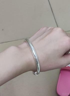 高档足银9银99纯手镯女实心光面绕丝足大族人宝宝银款手工定制民