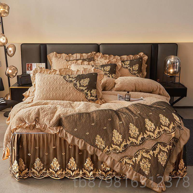 高档水晶绒四件套罩冬天保双绒床面裙款欧式磨暖毛被夹棉加厚床罩,床上用品,床品套件/四件套/多件套,淘宝优惠券,粉丝福利购,淘宝优惠卷