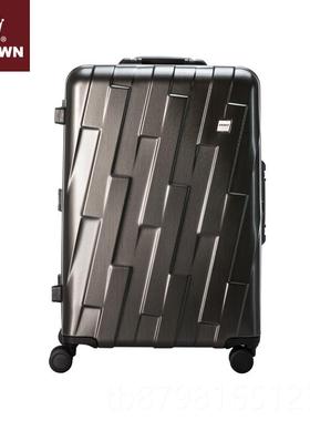 高档CRON皇冠铝框行箱立体斜W纹窄旅行箱八万向轮拉杆箱5李轮186