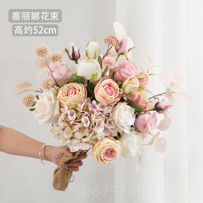 高档高档仿真花花客厅装餐饰摆件花加花瓶桌摆设花玫瑰假花北欧干图片