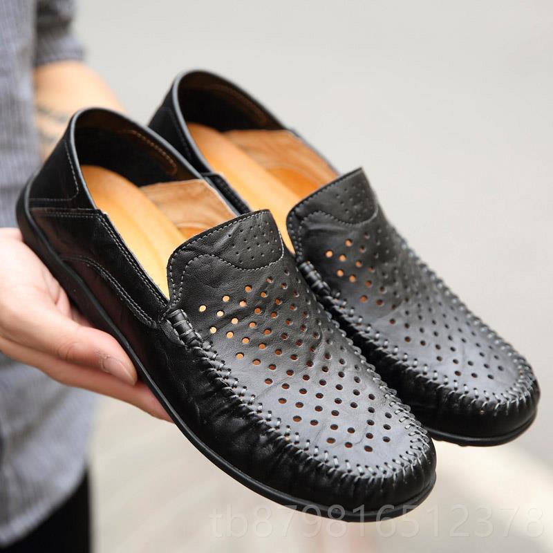 高档春季真皮软豆豆男士闲皮鞋鞋韩版潮流休透气懒人鞋一脚蹬底男