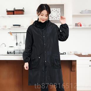 高档水罩衣大人工长作服加防长款尚家用厨房防油时袖围裙女士上衣
