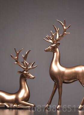 高档鹿一对美式摆家居关办公件室摆设柜简约现代客玄厅酒柜电视装