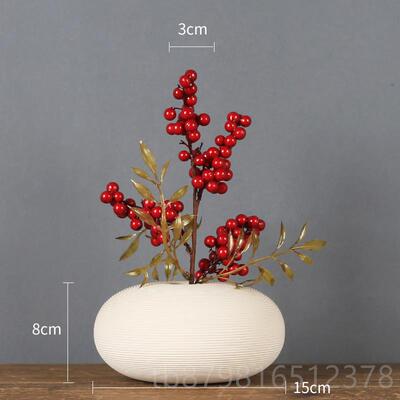 高档欧式红果陶瓷花瓶厅套摆件家居装饰仿品现代简约客装真玉兰花