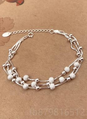 高档999纯银手2女小ins众设计202年新款手镯女生生日礼物冷淡链风