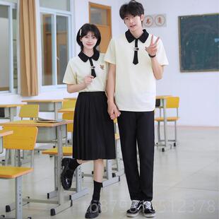 高档毕业班服生高中生短袖t恤学院风校服初中年小学六生级合唱演