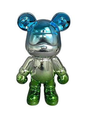 树脂镀铝酷酷熊存钱罐客厅摆件玄关电视柜服装店样板房装饰品家居