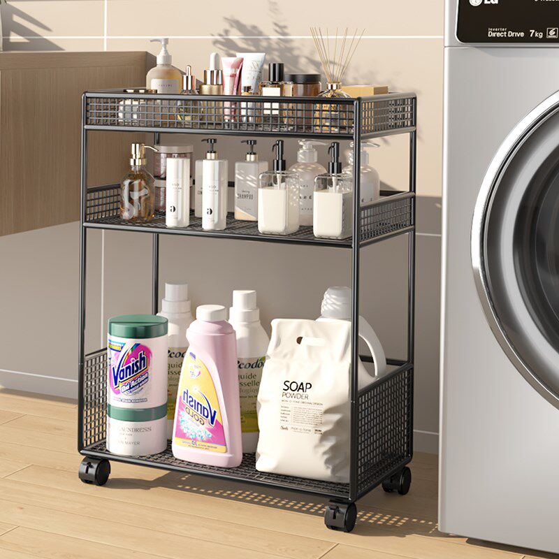 阳台置物架洗衣机旁可移动落地多层储物架厕所洗手间夹缝收纳架子