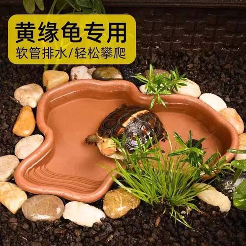 半水龟饲养箱养龟专用盆龟盆水陆两用黄缘龟宠物爬宠造景两用缸