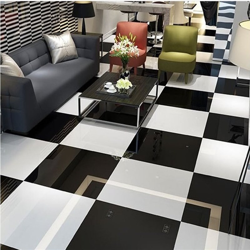 瓷砖纯白黑色地砖800*800客厅卧室防滑墙砖全抛釉玻化砖抛光砖600