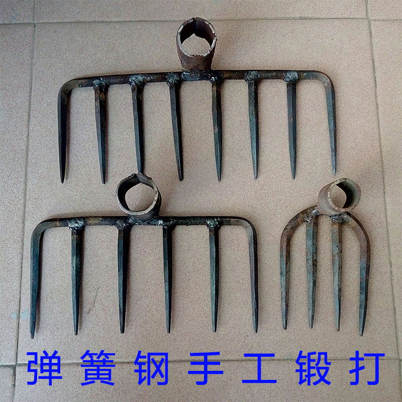 铁耙子手工锻打钢爪农用工具松土扒翻土泥耙落叶枯草钉耙钩四六齿
