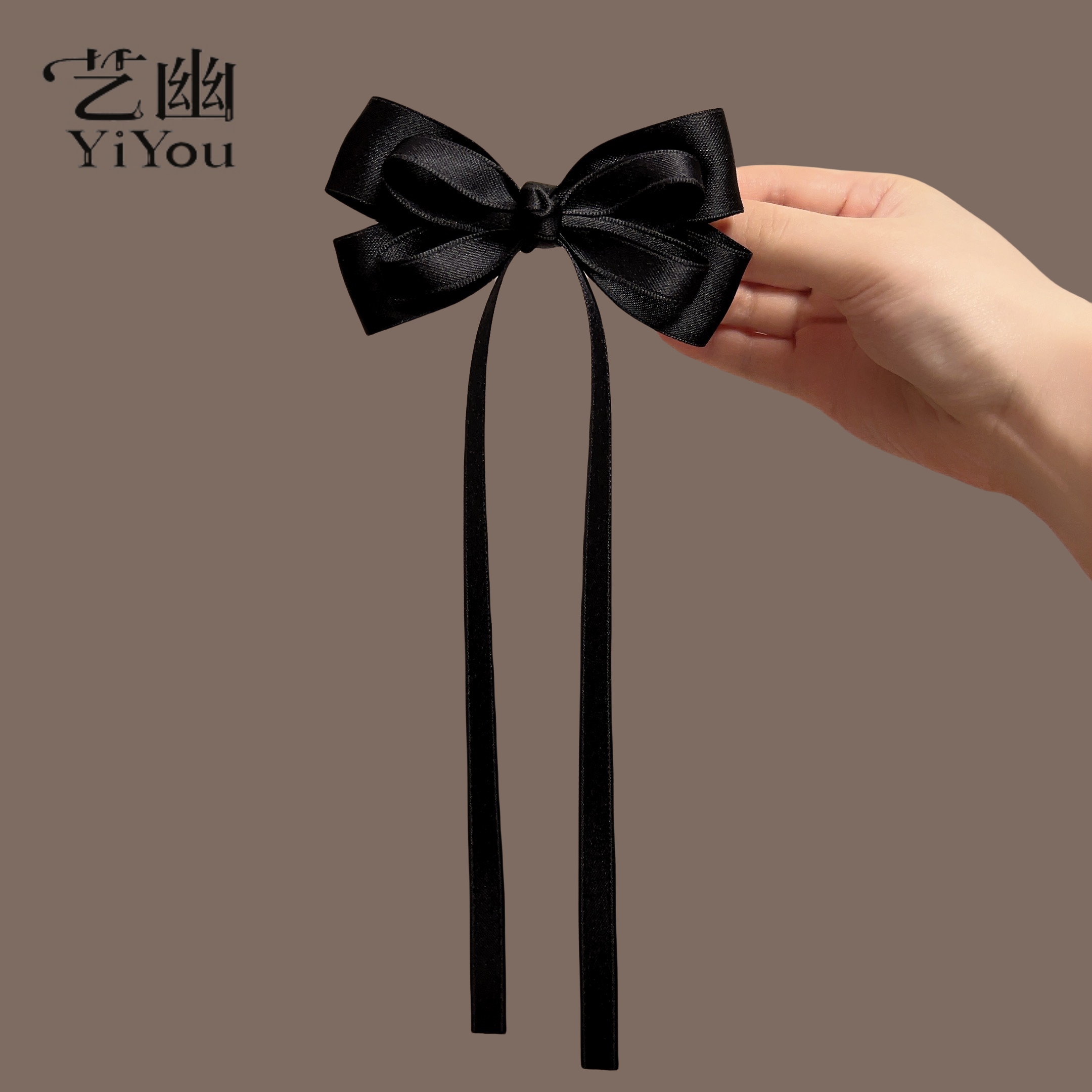 黑色精致蝴蝶结发夹弹簧夹