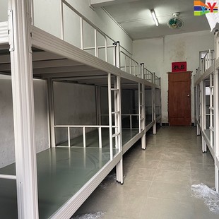 上下铺架铁床上床下空高架床学校宿舍高低钢架床钢制上下铺型材床