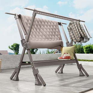 铝合室凉晒衣架家用晾衣杆晾衣架落地加粗加厚折叠室内阳台晒被子