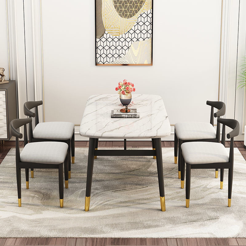 轻奢仿理石餐桌椅组合家用饭桌现代简约小户型餐厅长方形吃饭桌子