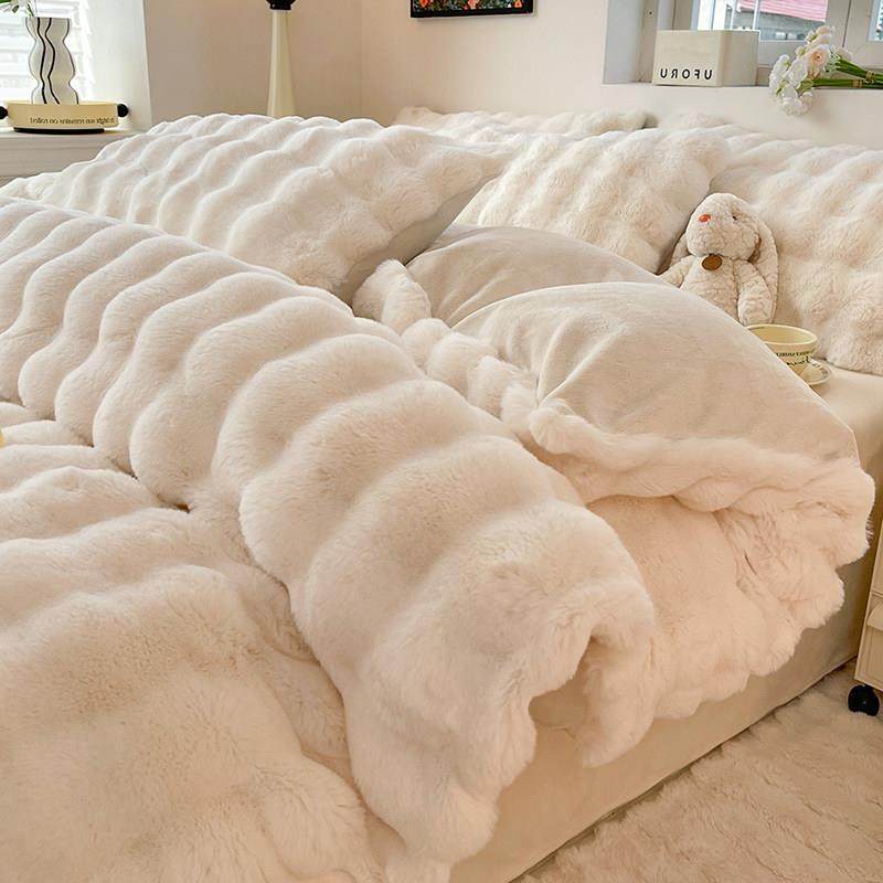 轻奢高级感兔绒床上四件套冬季加厚保暖珊瑚绒冬款牛奶绒床单被套,床上用品,床品套件/四件套/多件套,淘宝优惠券,粉丝福利购,淘宝优惠卷