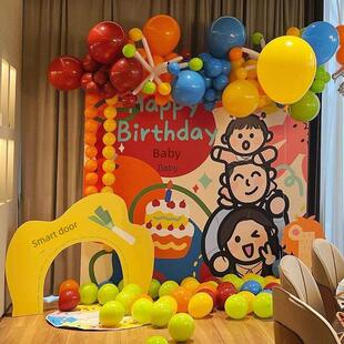 周岁生日布置抓周用品可爱主题男女宝宝宴场景装饰背景kt板定制