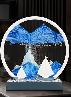 顺风顺水流沙画 画摆件沙漏客厅酒柜办公室装饰乔迁新居礼品开 业
