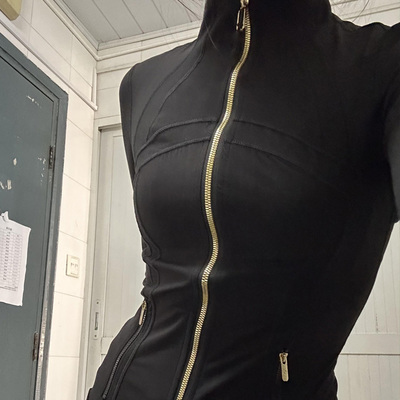 大牌同款瑜伽外套define立领黑金