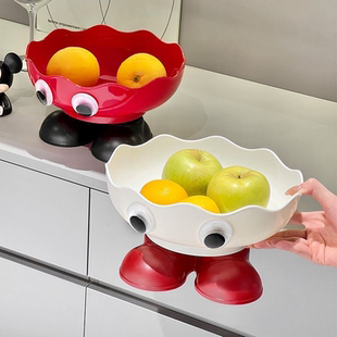 可爱卡通高脚水果盆高颜值过年大容量新年客厅氛围桌面零食摆放盘
