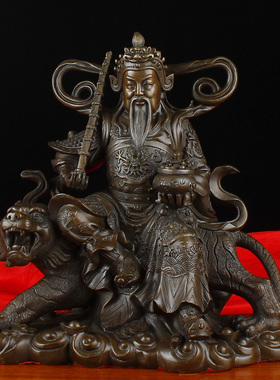 铜武财神赵公明摆件家居供奉黄铜骑虎武财神办公室开业工艺礼品