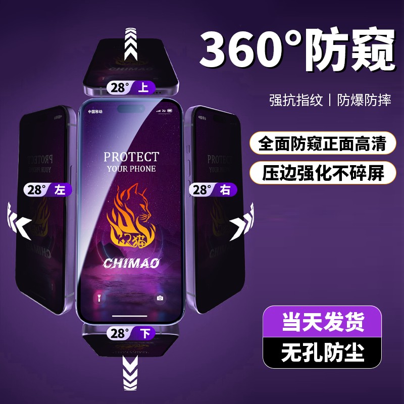 讯姆全屏360度防窥钢化膜