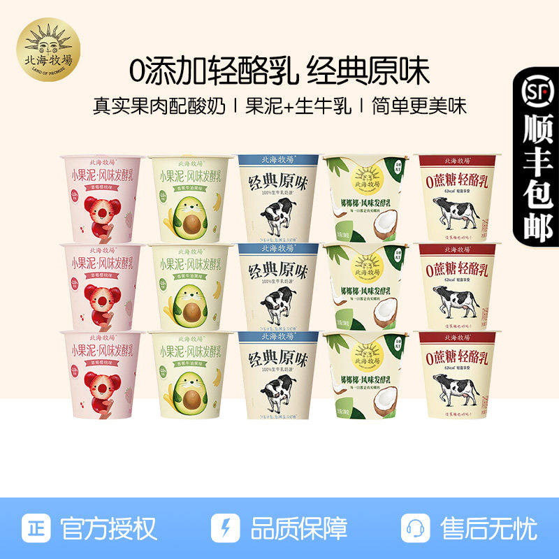 北海牧场原味小熊果泥轻酪乳100g*15杯学生成人生牛乳风味酸牛奶