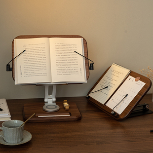 北欧国度黑胡桃木阅读架读书阅读书架儿童学习看书绘本可升降旋转