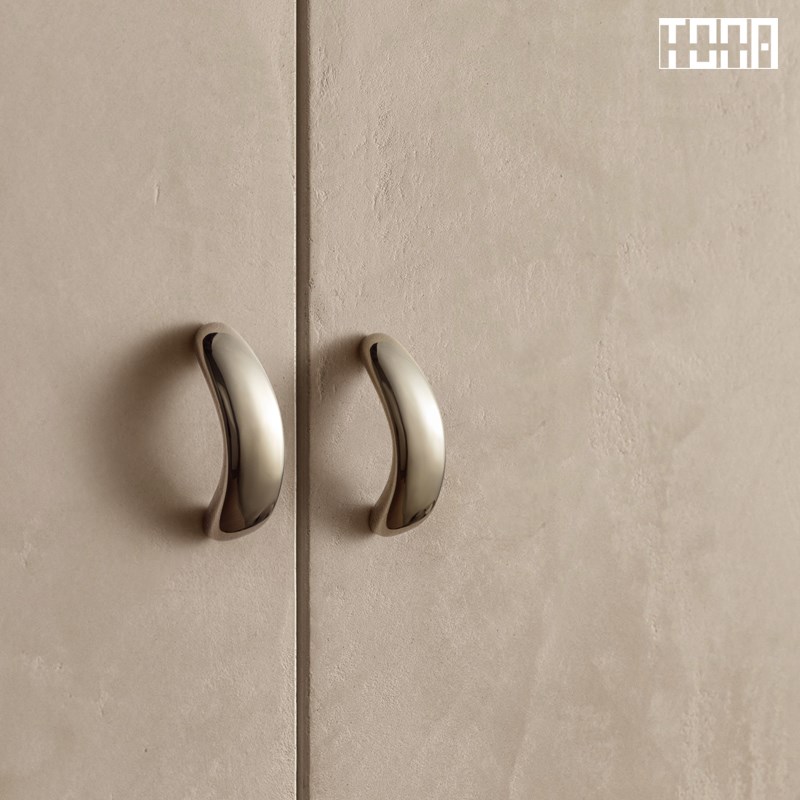 与昭苏.同那TONA 钛银色中古风抽屉拉手衣橱柜黄铜柜门把手小拉手