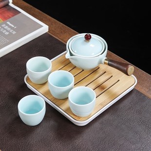 旅行茶具懒人泡茶神器旋转自动逍遥泡快客杯便携功夫茶杯茶壶套装