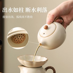 汝窑功夫茶具套装 家用2024新款 办公室喝茶泡茶盖碗茶壶茶杯子套装