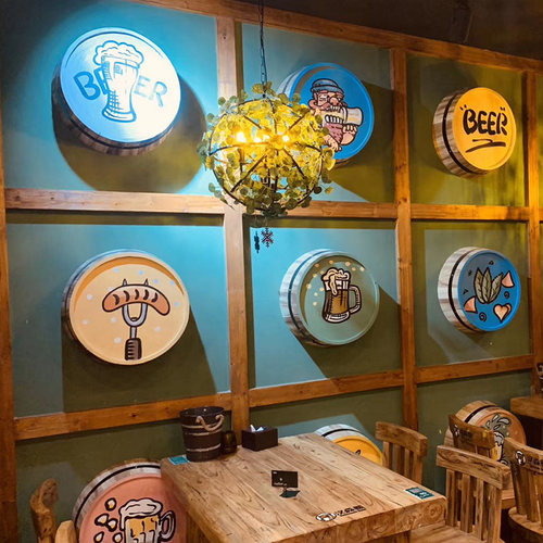 酒桶半桶装饰壁挂实木红酒桶橡木桶盖改装桶底酒吧酒庄道具定做