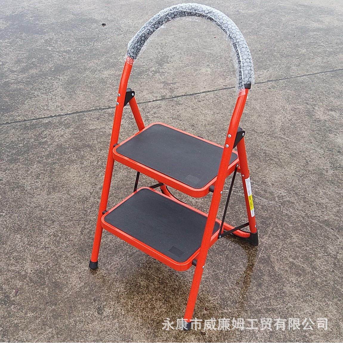 出口高档两步白色大踏板家用铁梯子圆弧折叠梯防滑踏板半米高踏步