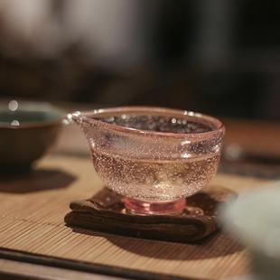 落雨手工琉璃气泡玻璃公道杯茶海公杯功夫茶具配件分茶器小号家用