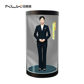 钮鹿客 75英寸AI数字人圆形透明全息仓展厅前台问答机器人互动一体机