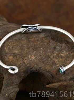 高档牛钝NW日本匠人手镯19纪流浪者币摩9根银币世松石手5镯 2纯银