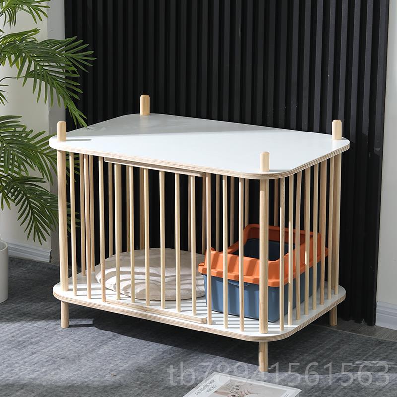 高档实木猫窝两层猫笼子猫别墅人闭猫共用半封跳猫台中小型屋