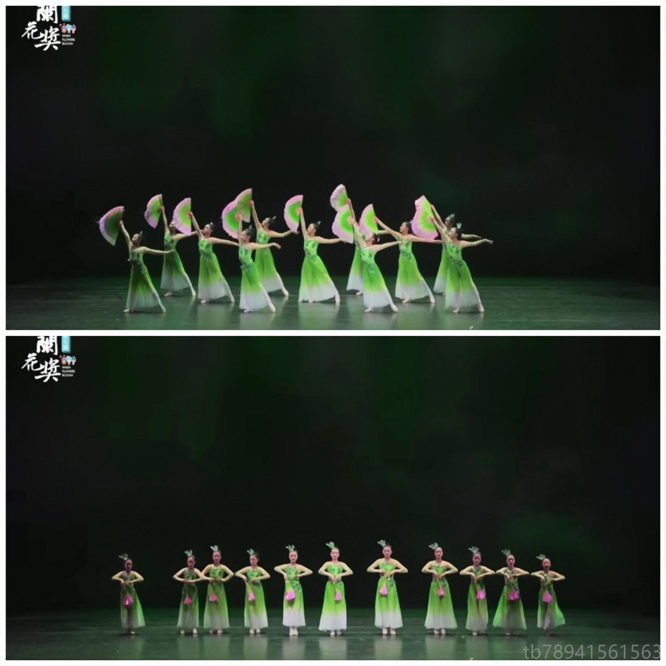 高档儿童古童舞演出服女茉莉花秧歌舞新款少儿民族扇子舞伞蹈典服