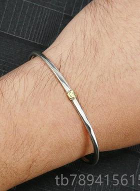 高档牛钝精工 a2mp手 Japan经典笑脸镯纯银95男女情手环手侣链细