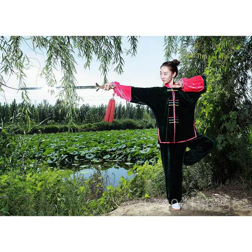 高档武运金丝绒秋冬厚极服拳服练功武术服中老年表加演服太极太装