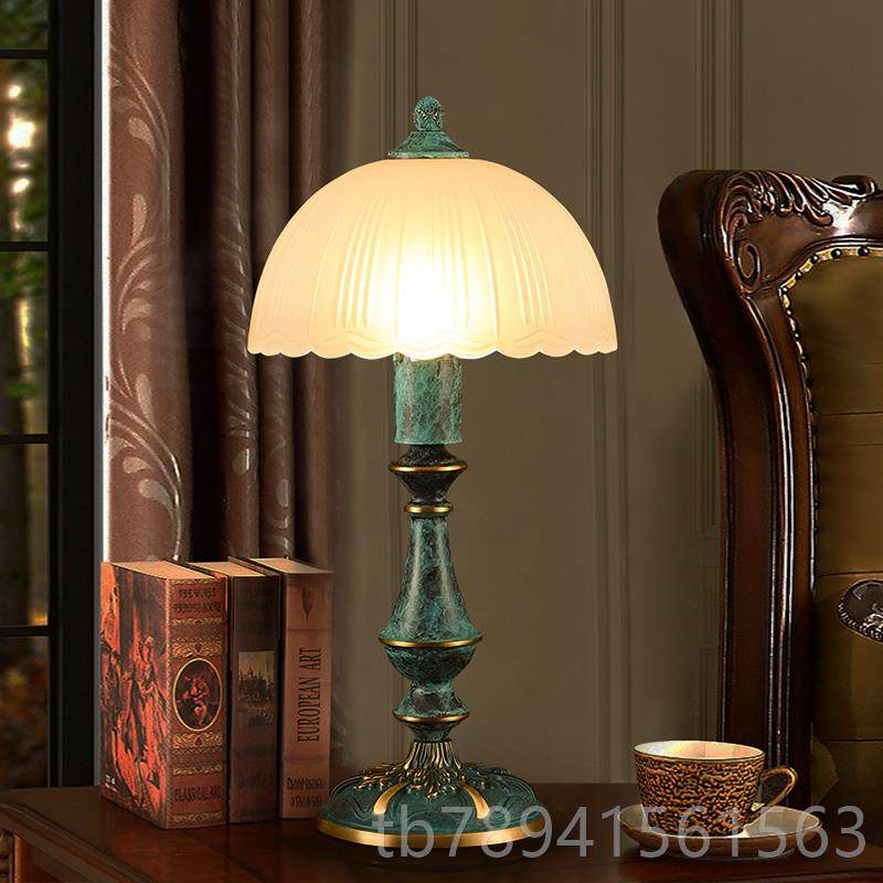 高档美式复古全铜台灯高档奢头古华卧室床灯北欧温馨创意饰仿装台,家装灯饰光源,装饰台灯,淘宝优惠券,粉丝福利购,淘宝优惠卷