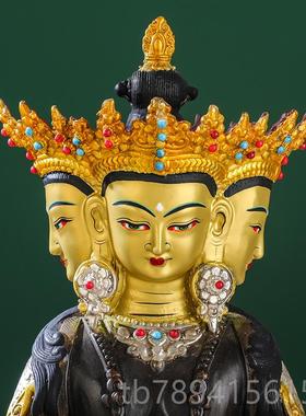 高档宗日如来佛像摆件黄铜色鎏金银藏古传密10大寸居家供奉佛大日