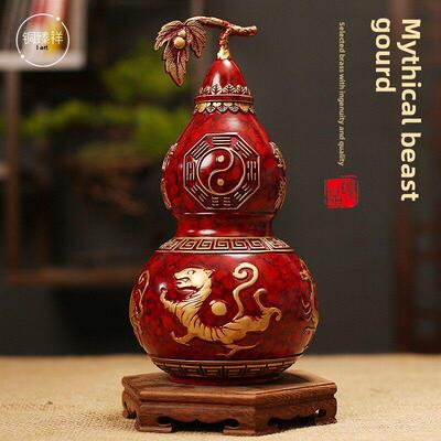 开口八卦黄铜葫芦开盖空心四神兽朱雀玄武青龙白虎客厅玄关摆件